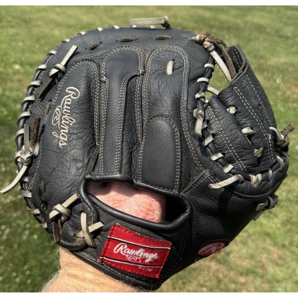 Rawlings Adult Catcher Mitt RHT Black Leather Closed Web Baseball Glove Mens‎